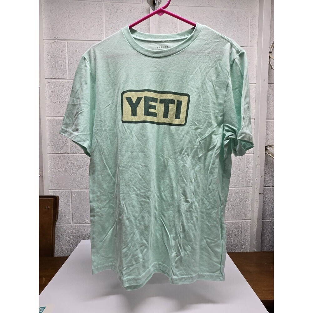 YETI Knit Tee Men's L Short Sleeve Light Green Crew Neck Cotton Blend